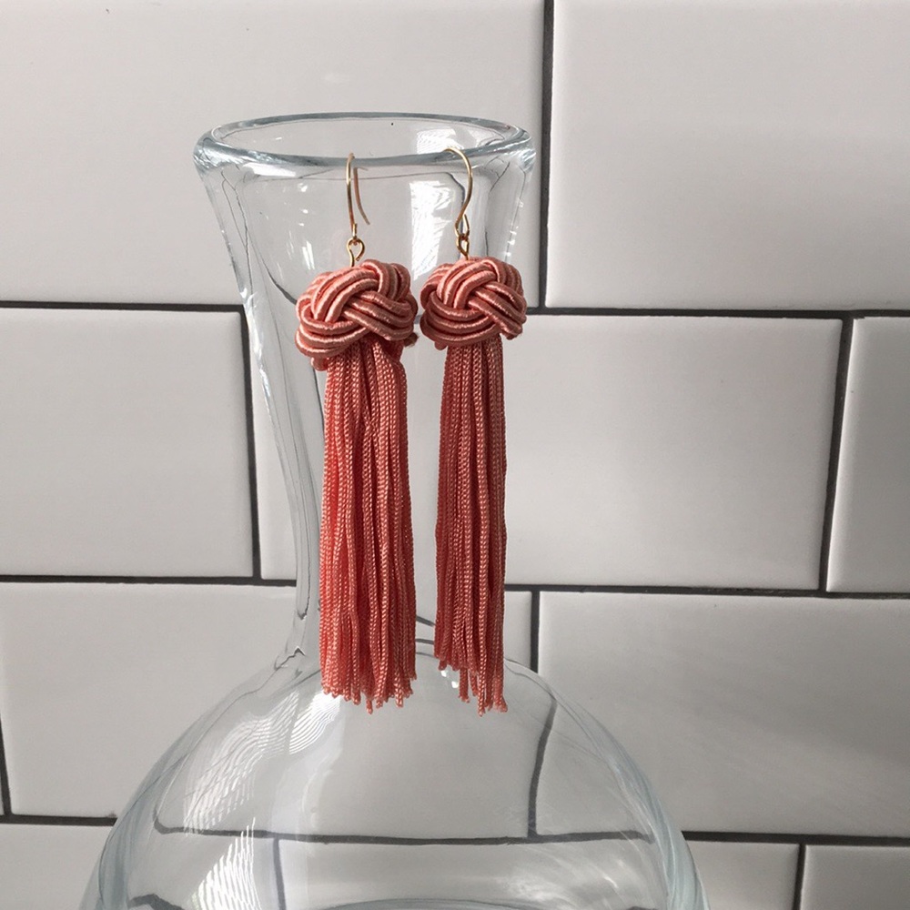 Peach Knotted Tassel Earrings